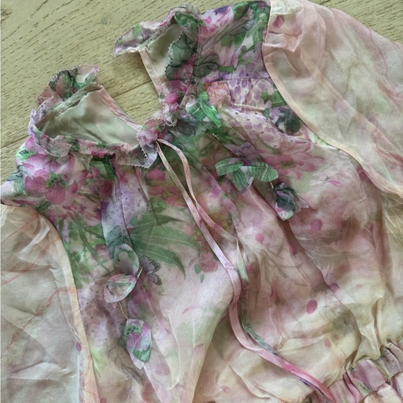 NWT Miss Rosier JUSTINE Dress floral print cinched midi size Small PINK cottage - Picture 13 of 16